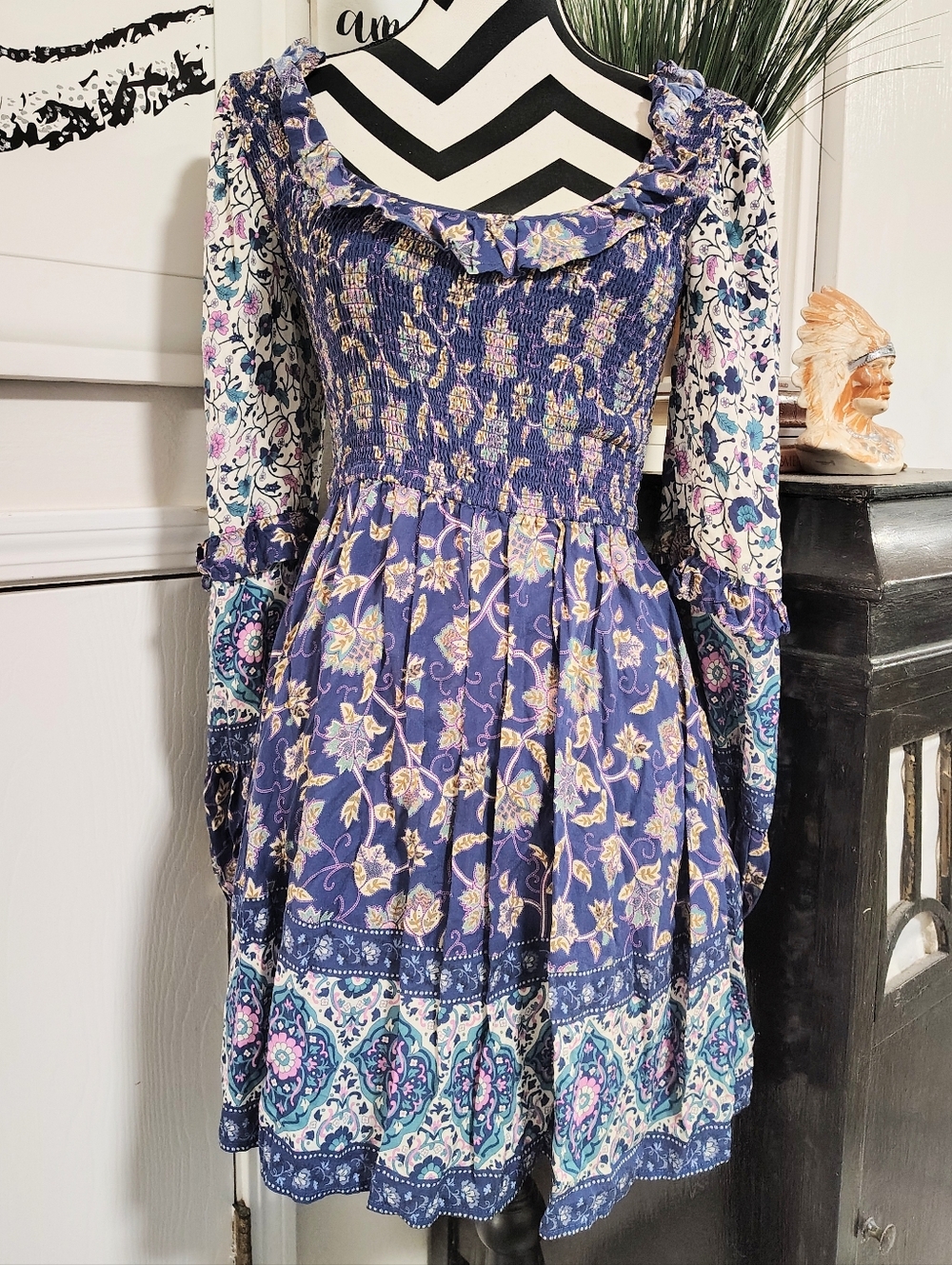 Spell $279 Clairvoyant Mini Dress Women's Small Bohemian Retro Vintage Vibes - Picture 6 of 12